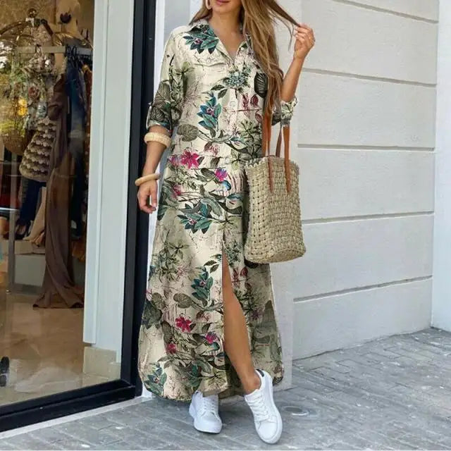 ✨ KK BRAND Women’s Front-Open Printed Long Gown Dress – Smart, Elegant, and Effortlessly Chic & STYLISH DRESS 2025