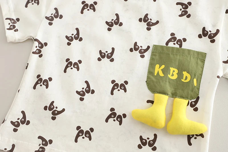 Toddler Boys’ Summer Panda Set – 2-Piece Cotton T-Shirt & Shorts Outfit By KK BRAND| 2025