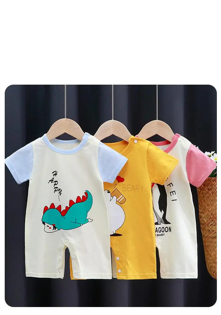 White Contrast Cartoon Romper – Spring &amp; Autumn Edition  By KK BRAND – For Your Little One’s Everyday Adventures 2025