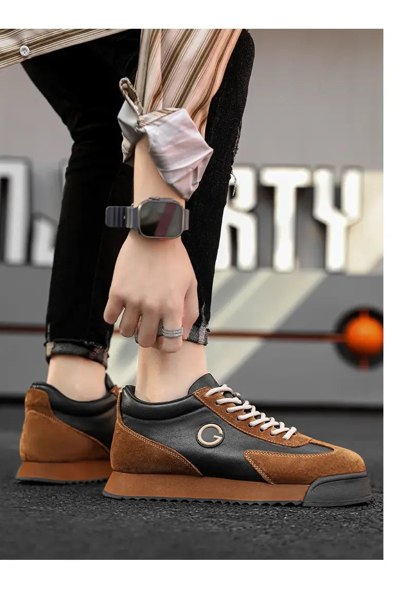 Men's Dark Brown Fur Casual Joggers – Height Increasing Comfort Shoes | KK BRAND 2025