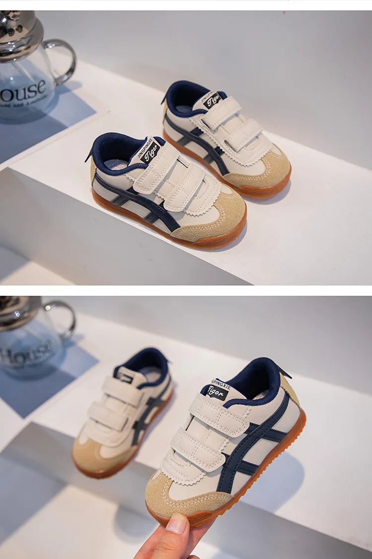 KK BRAND Kids' Premium Leather Anti-Slip Winter Sneakers – Geometric Design for Boys & Girls Children's Sports Shoes – 2025