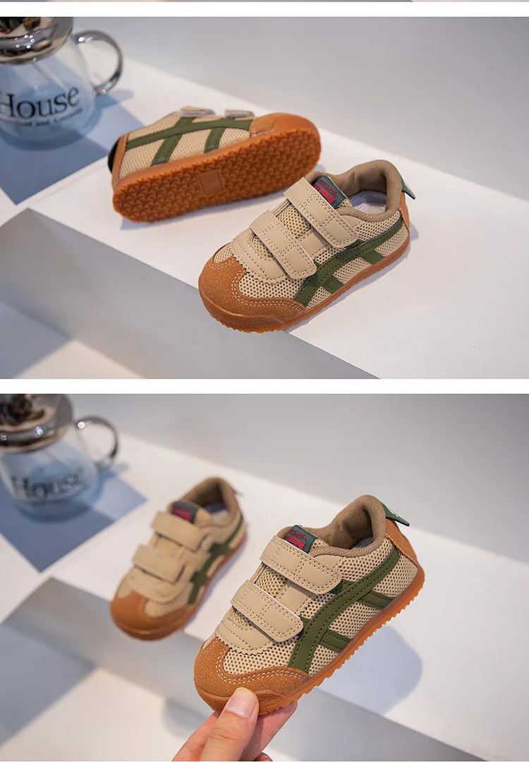 KK BRAND Kids' Premium Leather Anti-Slip Winter Sneakers – Geometric Design for Boys & Girls Children's Sports Shoes – 2025