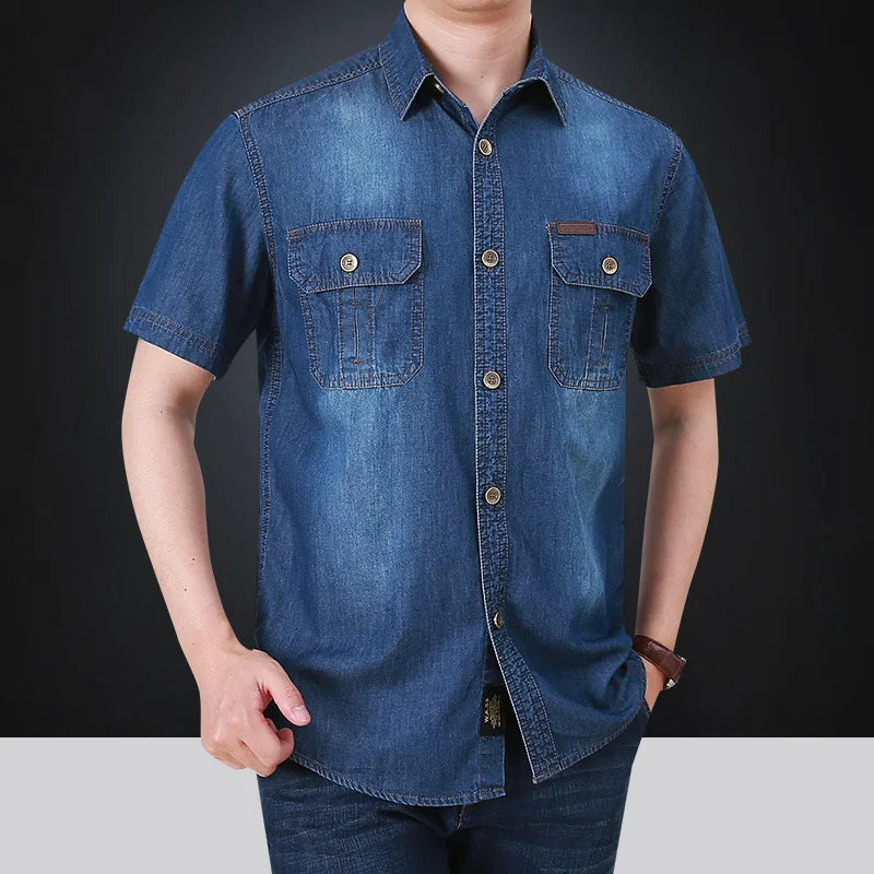 👕 KK BRAND MEN’S HALF SLEEVE DENIM SHIRT – SUMMER | COTTON DENIM | CONTRAST COLOR SUMMER STAPLE | 2025 EDITION