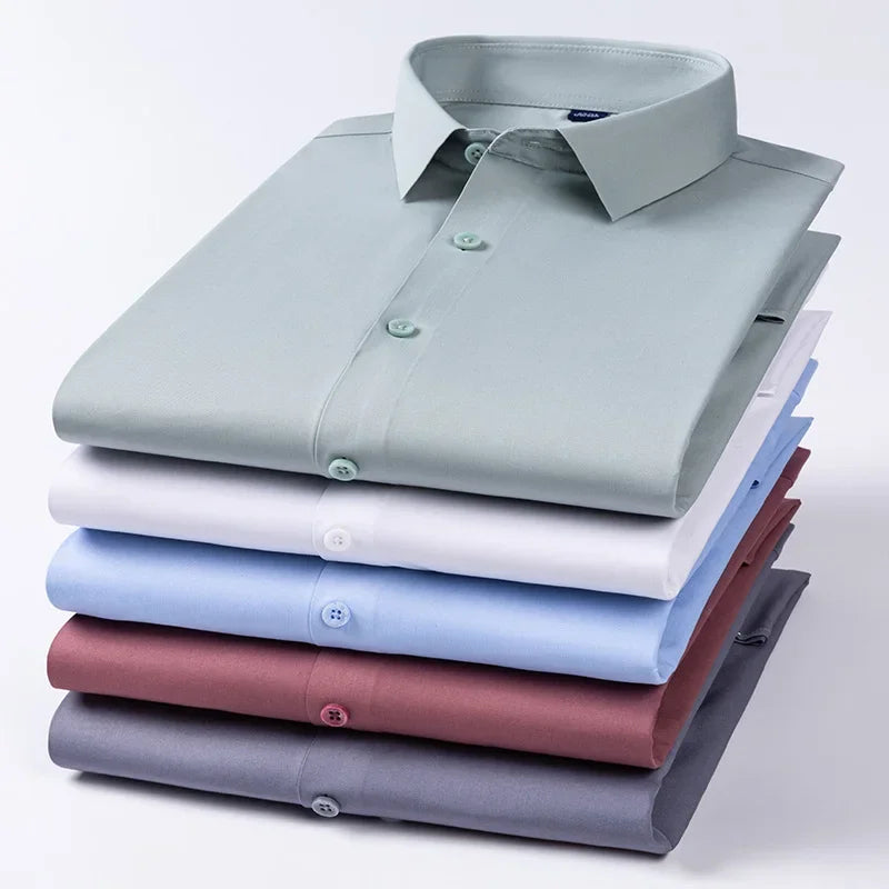 KK BRAND – Men’s Seamless Smart Casual Dress Shirt | Non-Iron Microfiber Cotton | Spring Office Style 2025