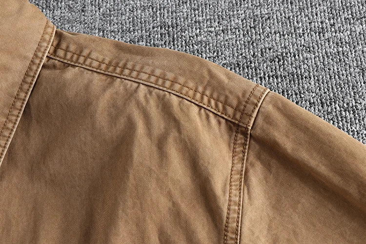 🧥 KK BRAND | MEN’S SAFARI STYLE BOLD DENIM SHIRT | EARTH TONES | LONG SLEEVE | URBAN UTILITY STYLE – 2025 EDITION