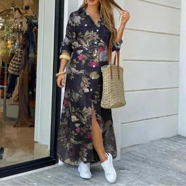 ✨ KK BRAND Women’s Front-Open Printed Long Gown Dress – Smart, Elegant, and Effortlessly Chic & STYLISH DRESS 2025