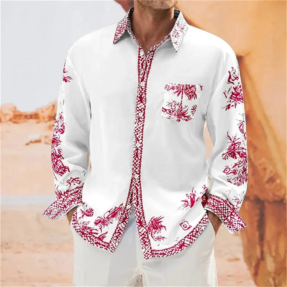 ✨ KK BRAND | MEN’S WHITE DIGITAL PRINT PARTY SHIRT  | 3D DIGITAL PRINT | BROADCLOTH COMFORT FIT– ALL SEASONS 2025