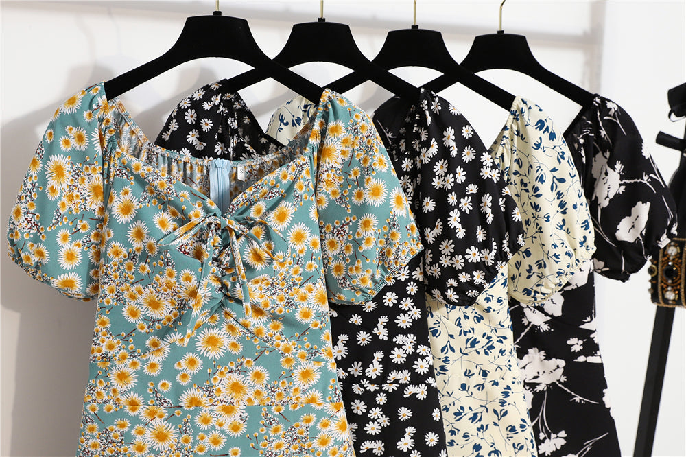 BY KK BRAND GIRLS' MULTI-COLOR DIGITAL PRINTED A-LINE SKIRT DRESS – PUFF SLEEVES &amp; SQUARE NECKLINE FOR SUMMER STYLE | 2025