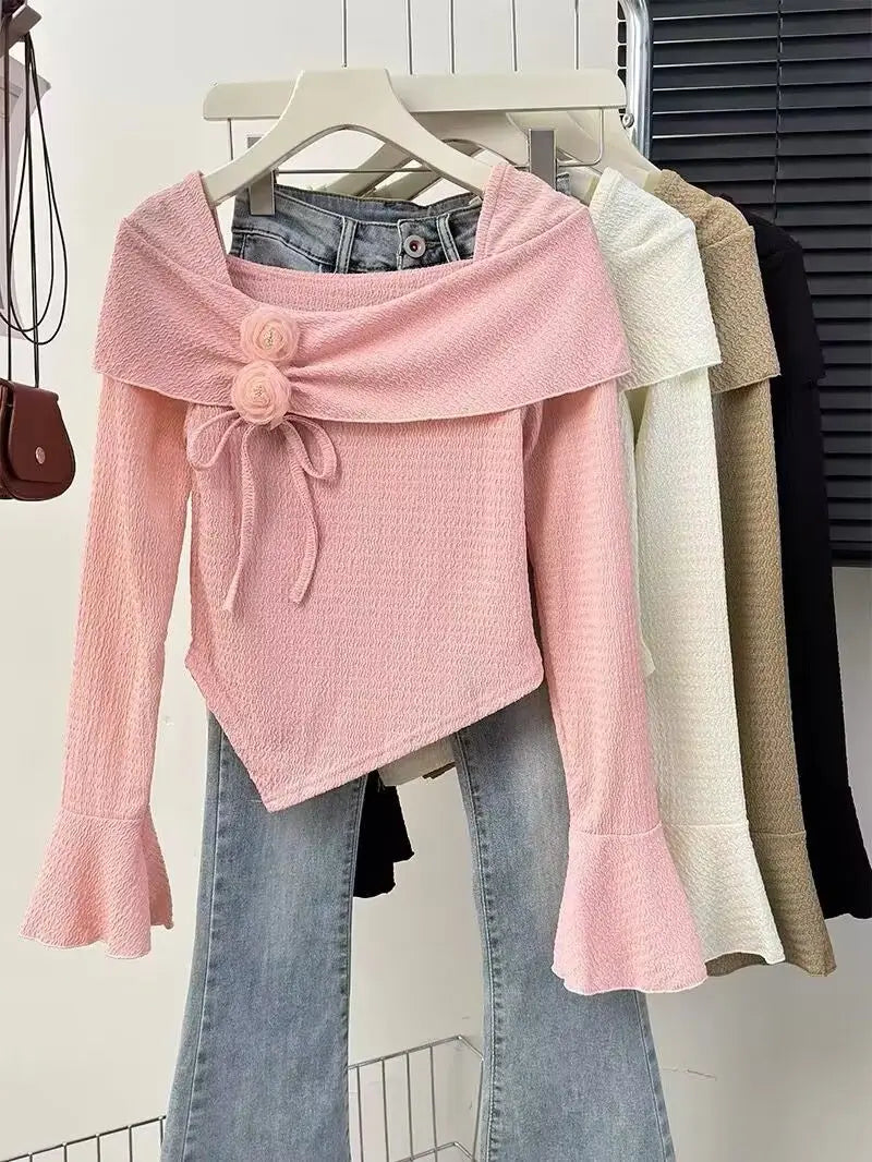 ☀️ KK BRAND SLASH NECK BATWING CROP TOP – SHIRT.EFFORTLESS ELEGANCE. SOFT STRETCH. BREEZY CHARM.| 2025