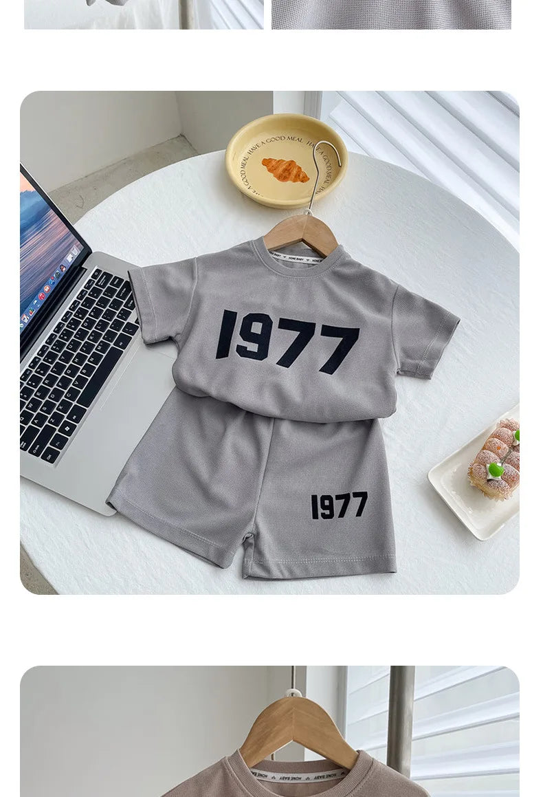 🔤 KK BRAND BOYS' LETTER PRINT 2-PIECE CASUAL SUMMER SET (1–3 YEARS) | 2025