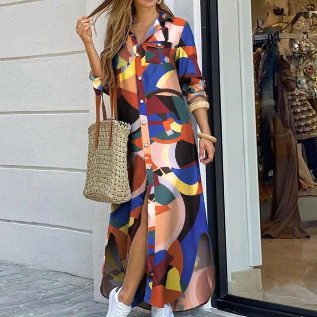 ✨ KK BRAND Women’s Front-Open Printed Long Gown Dress – Smart, Elegant, and Effortlessly Chic & STYLISH DRESS 2025