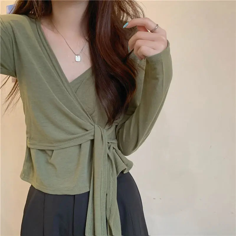 🌿 KK BRAND V-NECK BATIK COTTON CROP TOPS T.SHIRT – COTTON COMFORT. TROPICAL TEXTURE. CAREFREE ENERGY | 2025