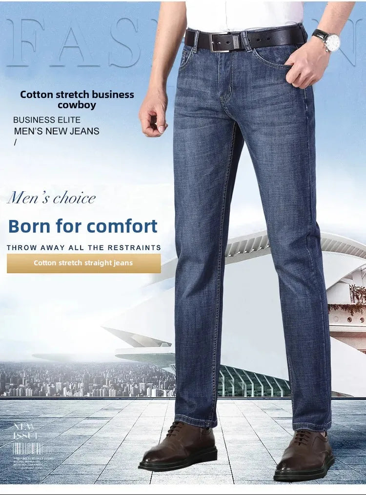 KK BRAND – Men’s Loose Fit Stretch Denim Jeans (Blue) Comfort Meets Confidence – Perfect for Spring  Summer Business Casual 2025