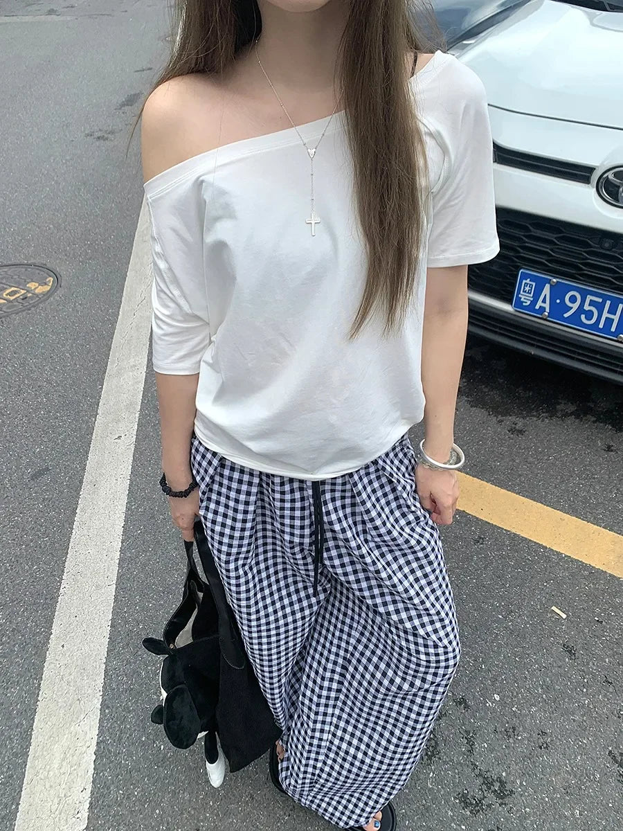 BY KK BRAND – Women's Skew Collar Chic T-Shirt | Summer All-Match Edition | 2025