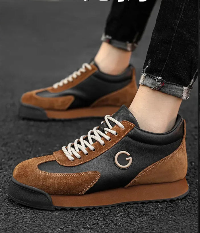 Men's Dark Brown Fur Casual Joggers – Height Increasing Comfort Shoes | KK BRAND 2025