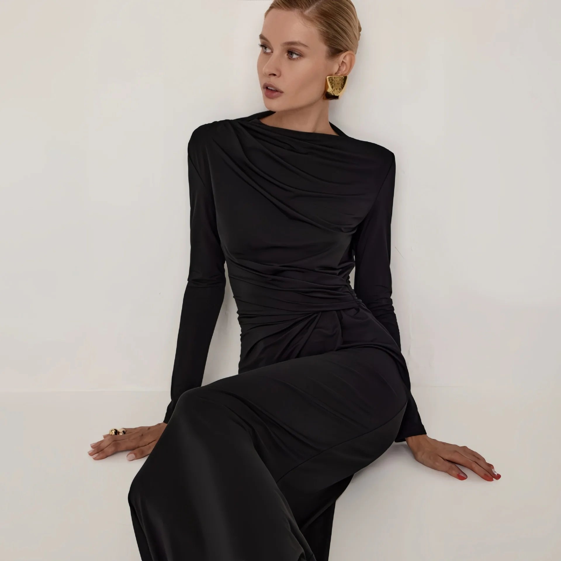 KK BRAND – Elegant Ankle-Length Office Lady Dress Refined Comfort with Confident Style 2025