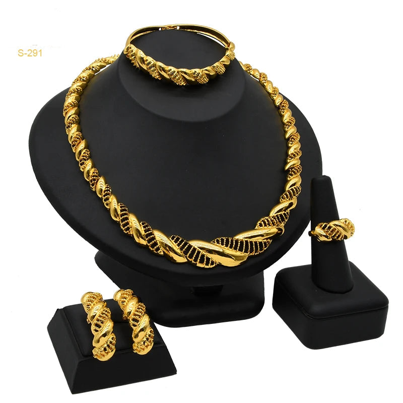 ✨ Women’s Gold Bohemian Jewelry Set – BY KK BRAND Dubai Wedding Collection (4-Piece Set) |2025