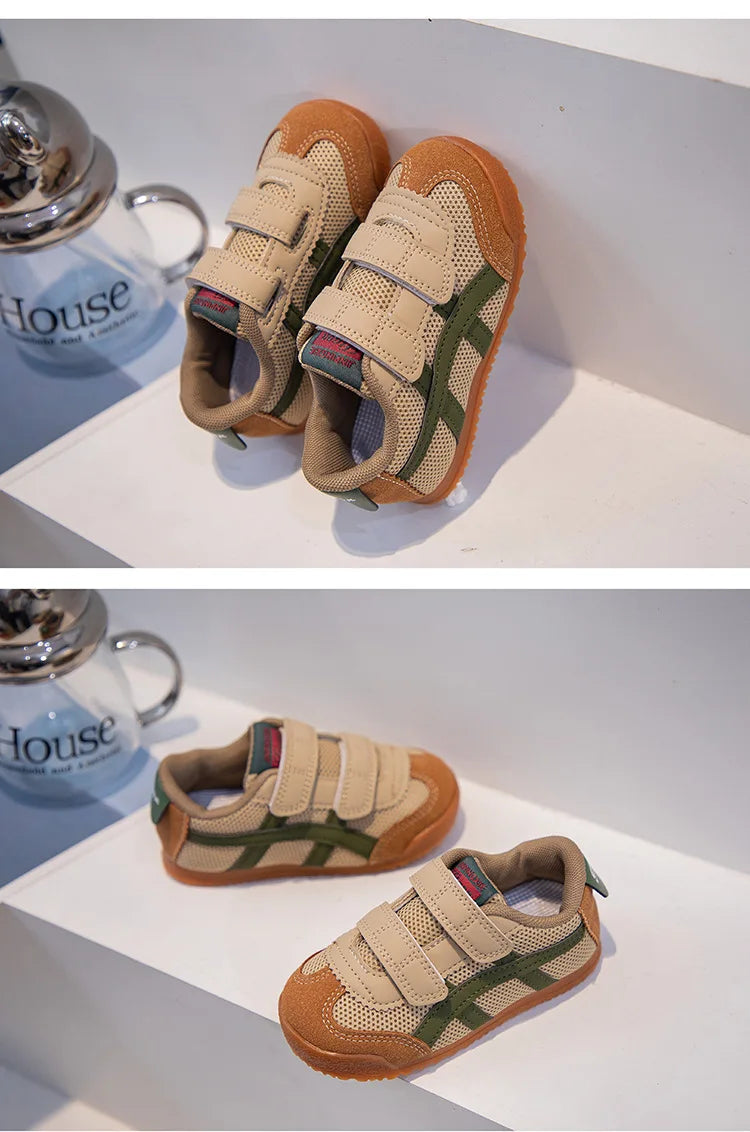 KK BRAND Kids' Premium Leather Anti-Slip Winter Sneakers – Geometric Design for Boys & Girls Children's Sports Shoes – 2025