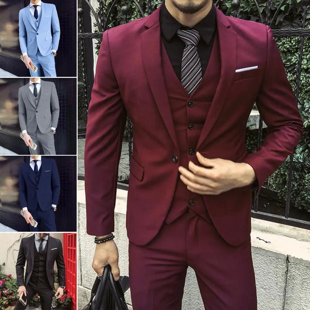 💼 KK BRAND Men’s 3-Piece Formal Suit – Slim Fit Elegance for Business & Special Occasions | 2025