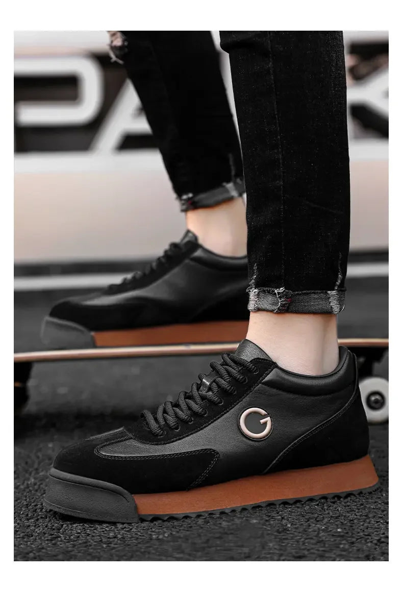 Men's Dark Brown Fur Casual Joggers – Height Increasing Comfort Shoes | KK BRAND 2025