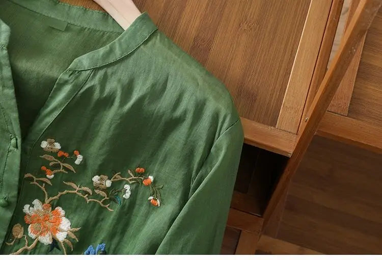 🌿 KK BRAND Embroidered V-Neck SHIRT FOR WOMEN'S / GIRLS – Ethnic-Inspired Elegance for Spring Summer 2025