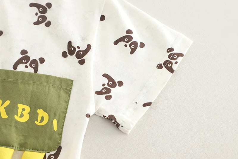 Toddler Boys’ Summer Panda Set – 2-Piece Cotton T-Shirt & Shorts Outfit By KK BRAND| 2025