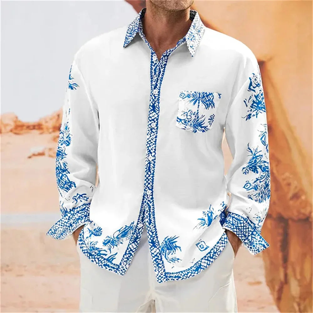 ✨ KK BRAND | MEN’S WHITE DIGITAL PRINT PARTY SHIRT  | 3D DIGITAL PRINT | BROADCLOTH COMFORT FIT– ALL SEASONS 2025