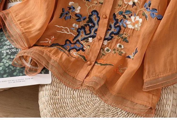 🌿 KK BRAND Embroidered V-Neck SHIRT FOR WOMEN'S / GIRLS – Ethnic-Inspired Elegance for Spring Summer 2025