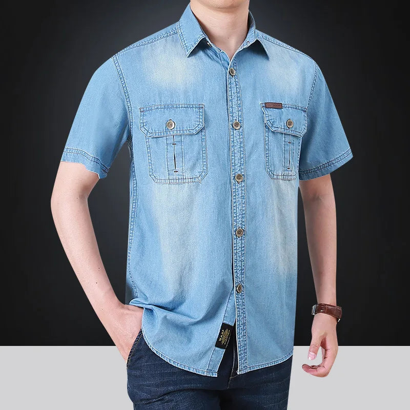 👕 KK BRAND MEN’S HALF SLEEVE DENIM SHIRT – SUMMER | COTTON DENIM | CONTRAST COLOR SUMMER STAPLE | 2025 EDITION