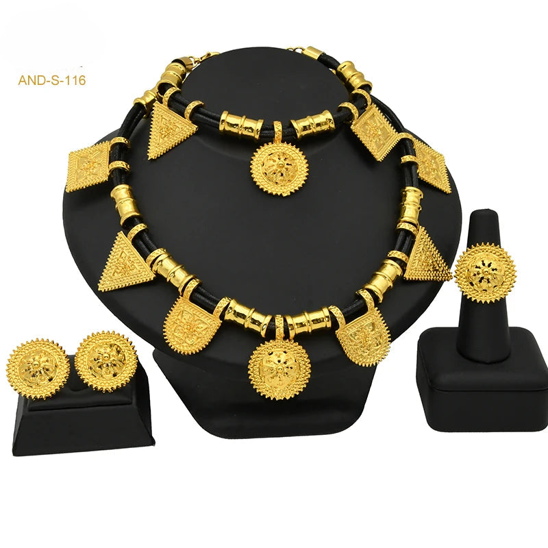 ✨ Women’s Gold Bohemian Jewelry Set – BY KK BRAND Dubai Wedding Collection (4-Piece Set) |2025