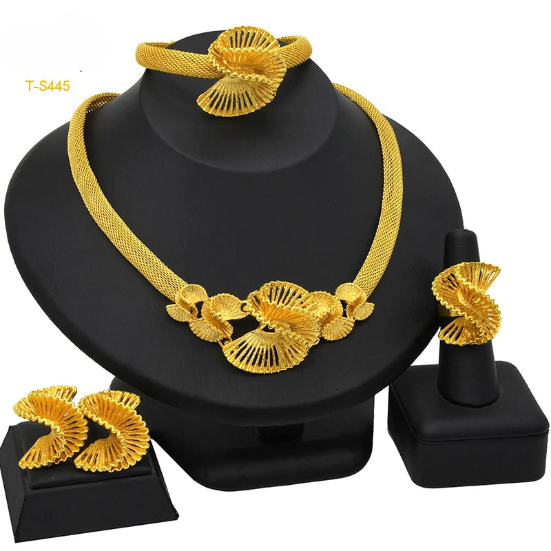✨ Women’s Gold Bohemian Jewelry Set – BY KK BRAND Dubai Wedding Collection (4-Piece Set) |2025