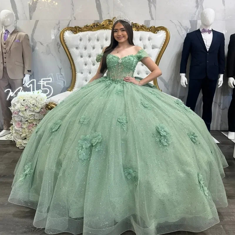 ✨ KK BRAND GLITTERING SAGE GREEN BRIDAL BALL GOWN FOR WOMEN | 2025