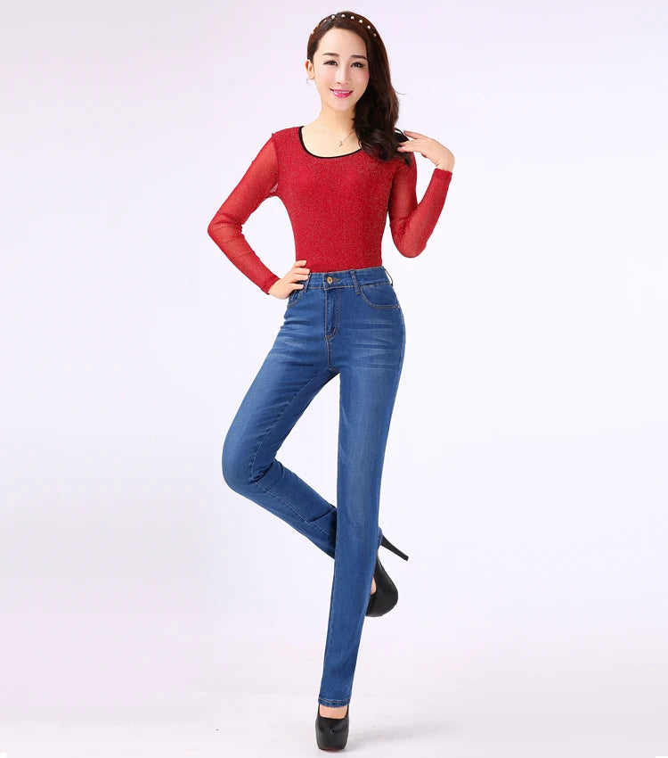👖 KK BRAND | WOMEN'S DENIM REDEFINED LUXE STRETCH HIGH-WAISTED STRAIGHT JEANS | 2025