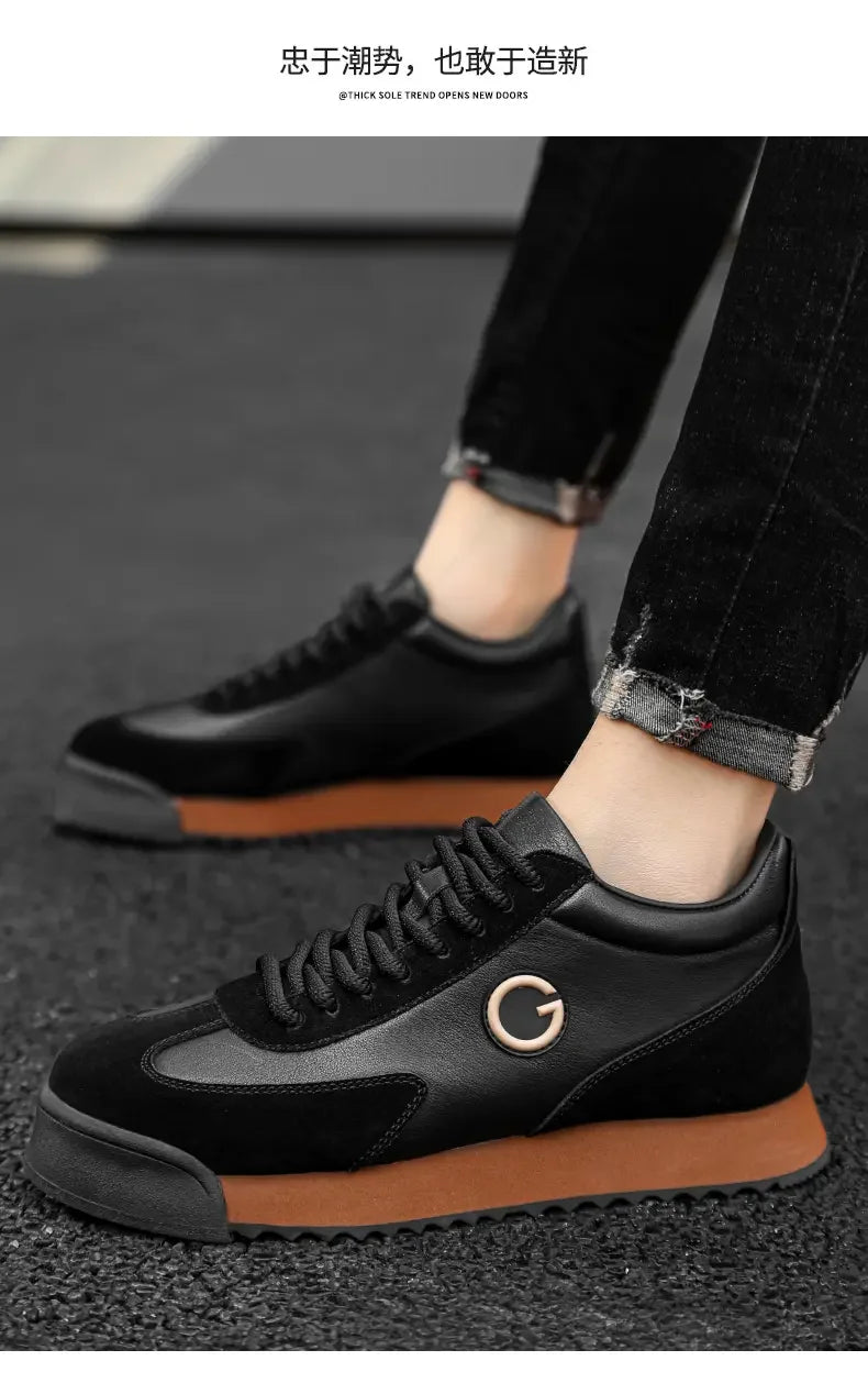 Men's Dark Brown Fur Casual Joggers – Height Increasing Comfort Shoes | KK BRAND 2025