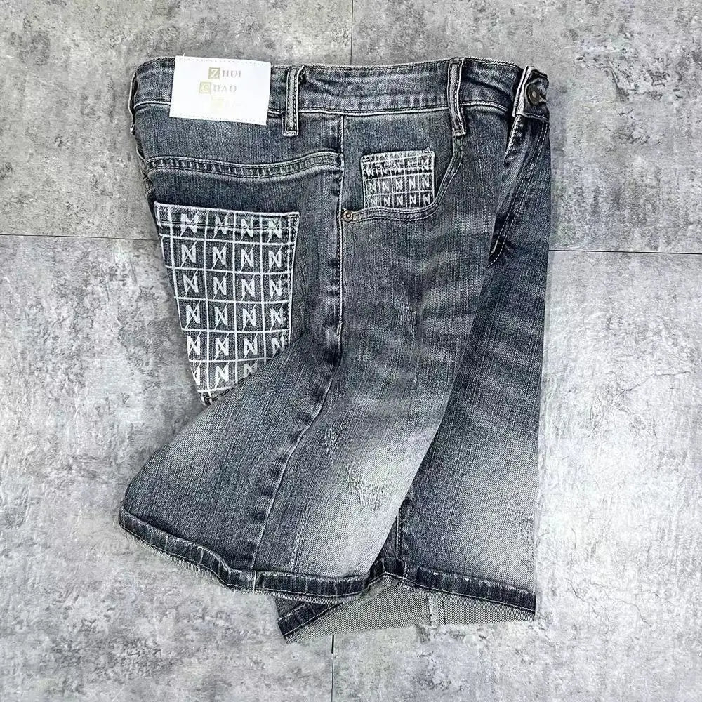 KK BRAND Men's Designer Denim Shorts – Trendy, Stretchy, and Perfect for Summer