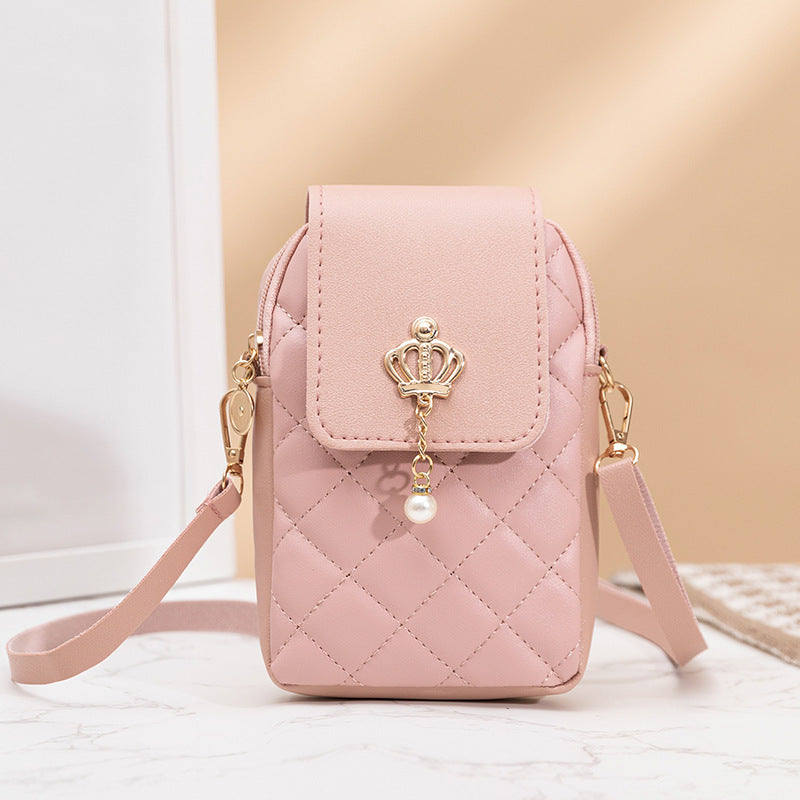 Simple All-match Messenger Bag Pearl Vertical Model In Square Shape