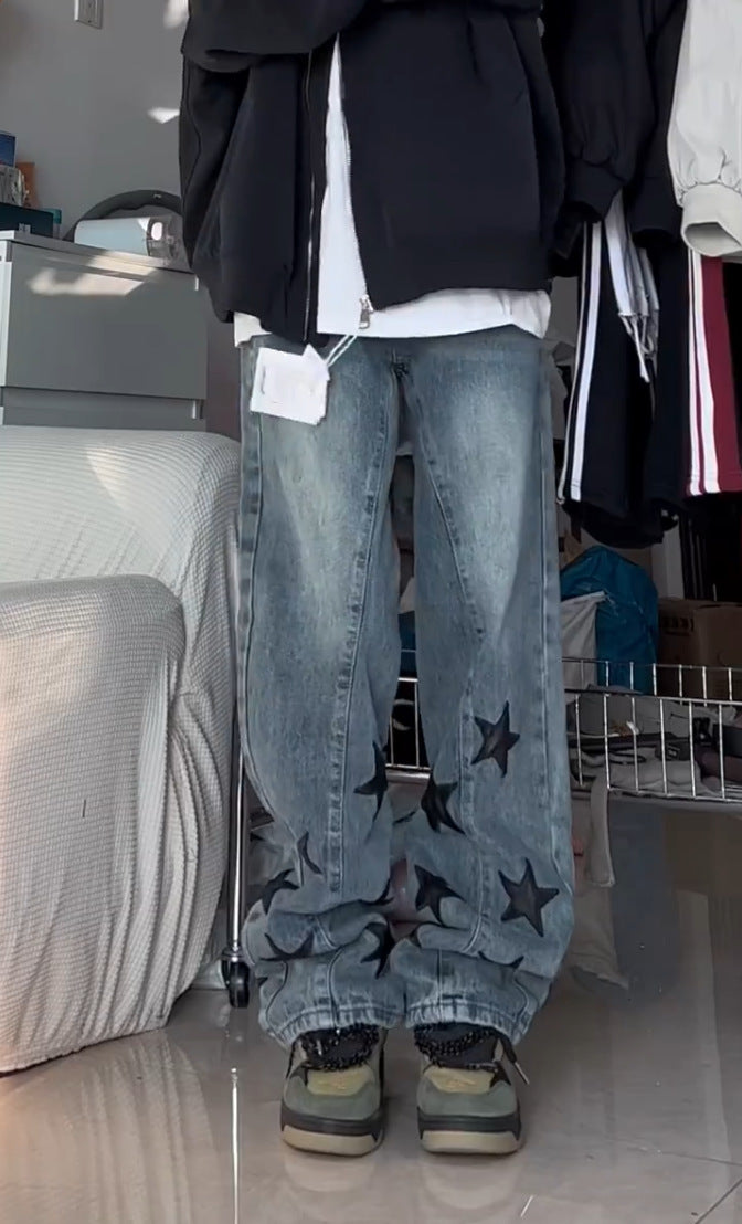 Large Size High Street Vibe Style Jeans Women's Retro Washed High Waist